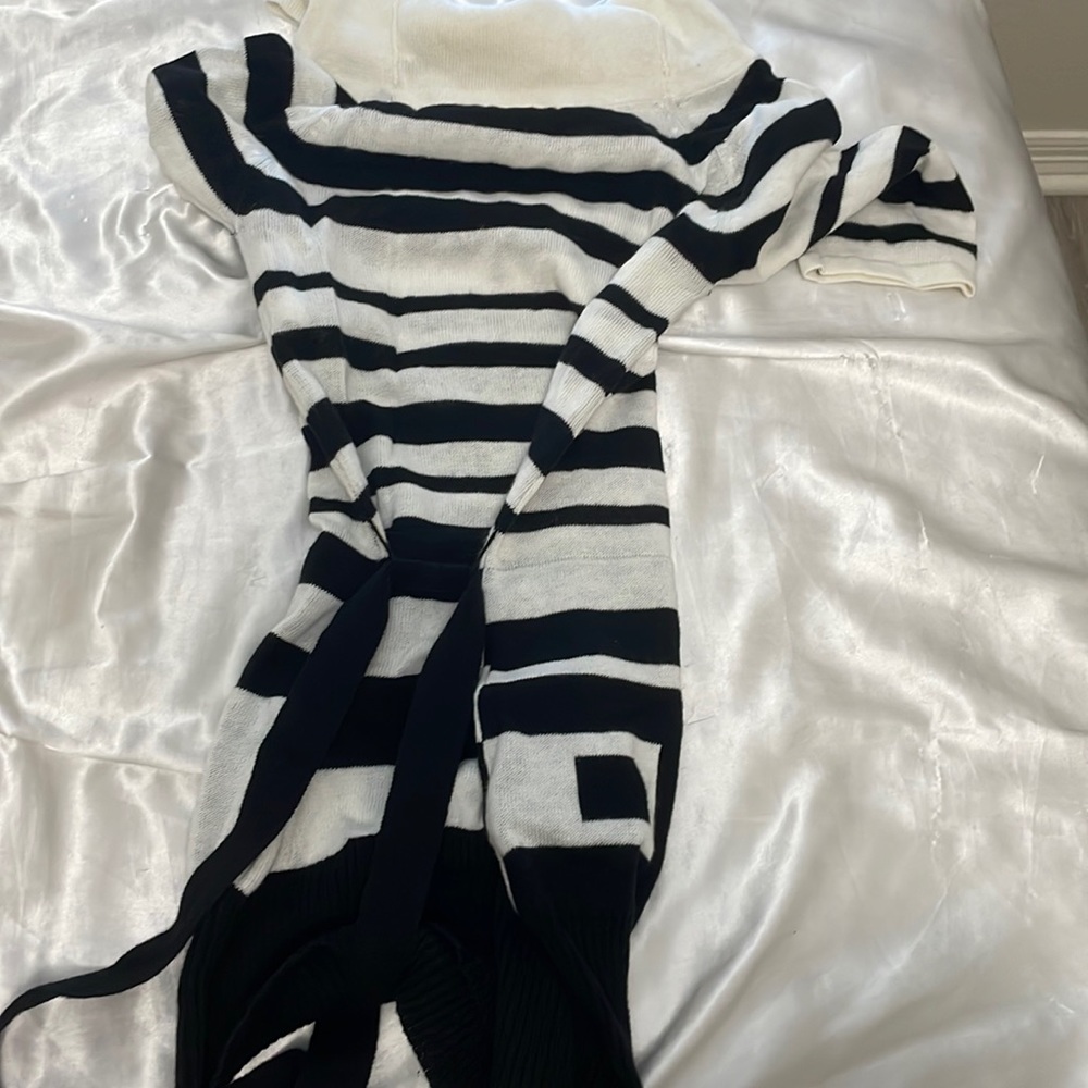 Black and white turtele neck stripe dress